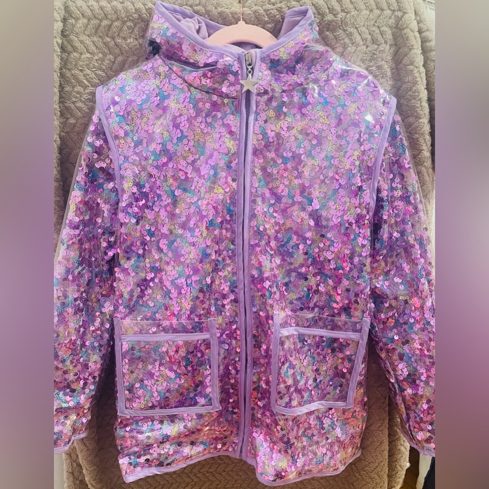 Lola + The Boys Sequin Magic Rain jacket